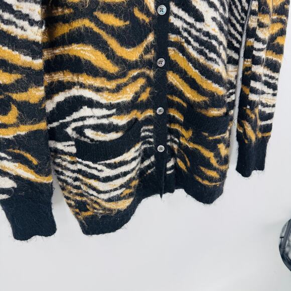 Equipment Femme Mohair Wool Blend Animal Print Longline Cardigan M - Picture 6 of 7